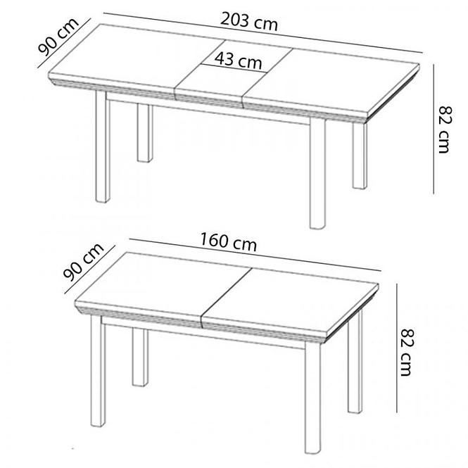 Tisch Royal 160x90+43 Kiefer Nord/Eiche, ST,2