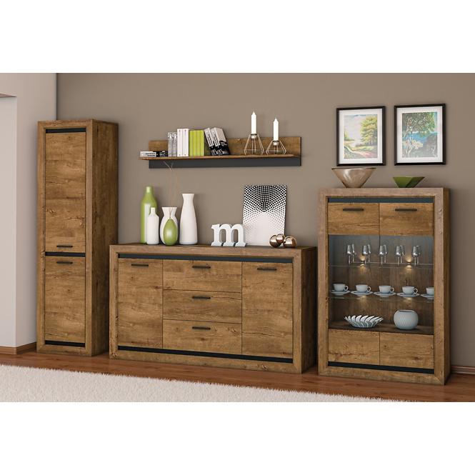 Schrank Baltica 92cm Eiche Lefkas + Schwarz