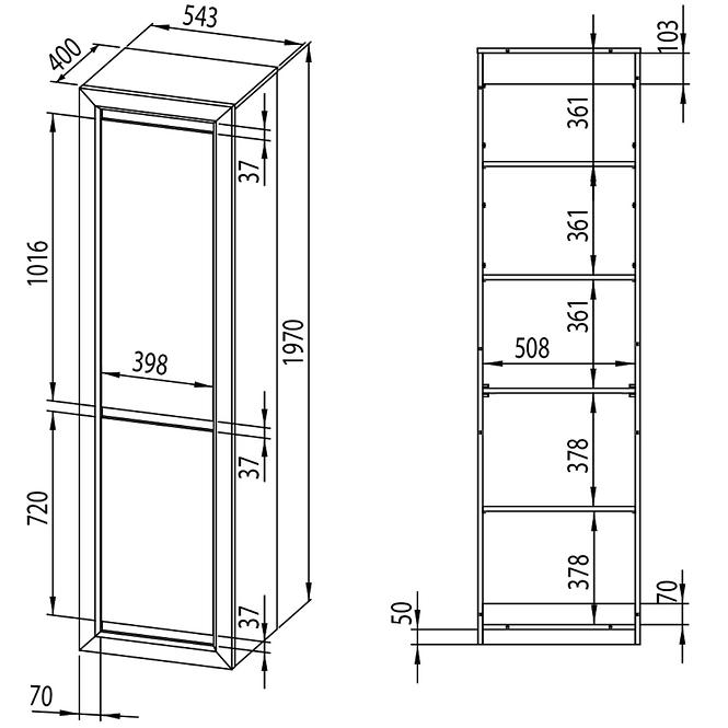 Schrank Baltica 55cm Eiche Lefkas + Schwarz