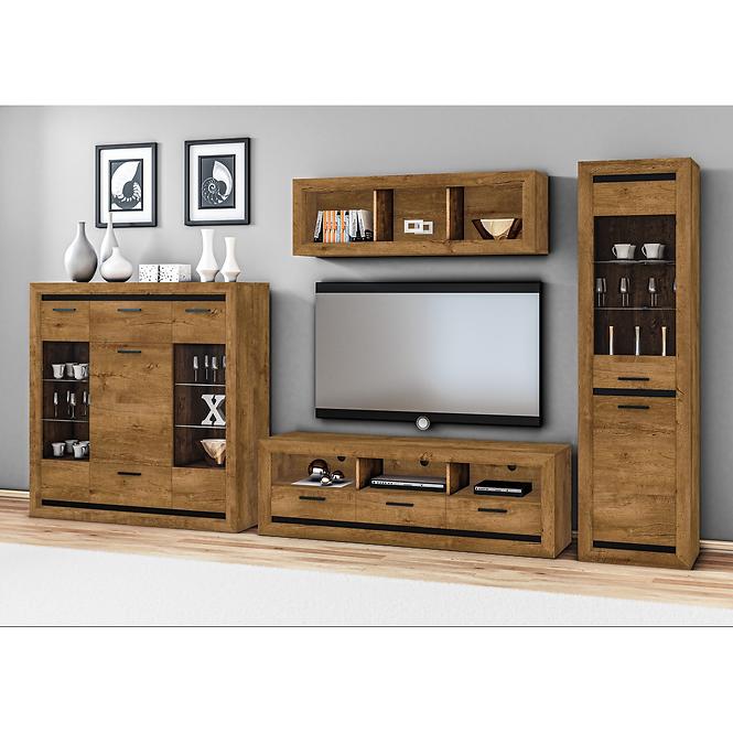 Couchtisch Baltica 114cm Eiche Lefkas + Schwarz