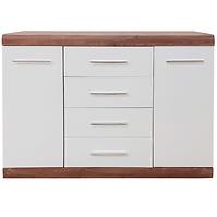 Kommode Coria 141cm Weißer Glanz/Eiche Stirling