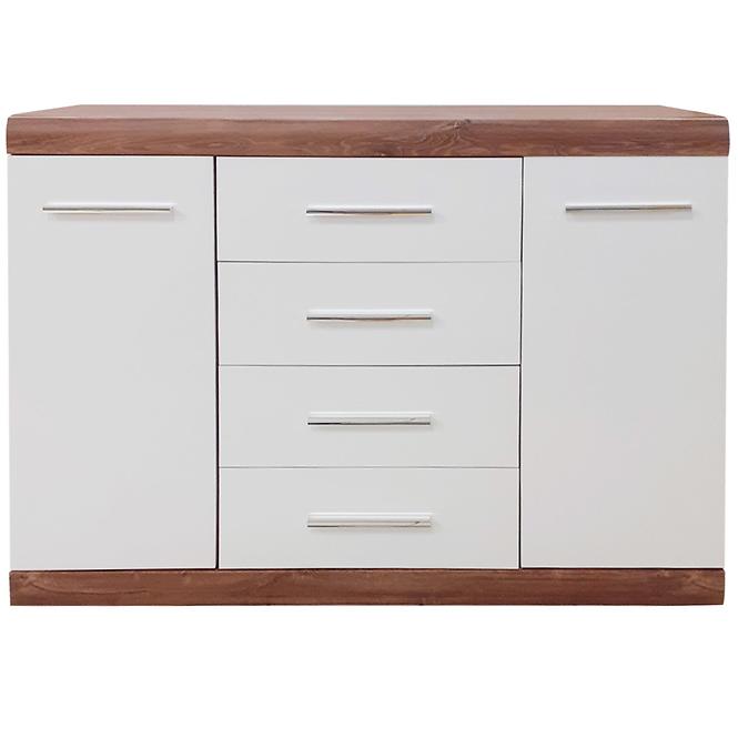Kommode Coria 141cm Weißer Glanz/Eiche Stirling