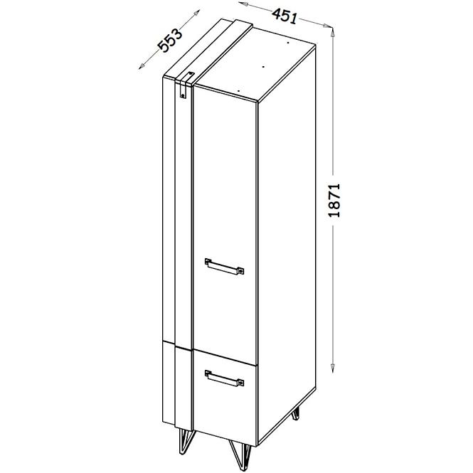 Schrank Lofter 45cm Eiche Wot/Beton Mill