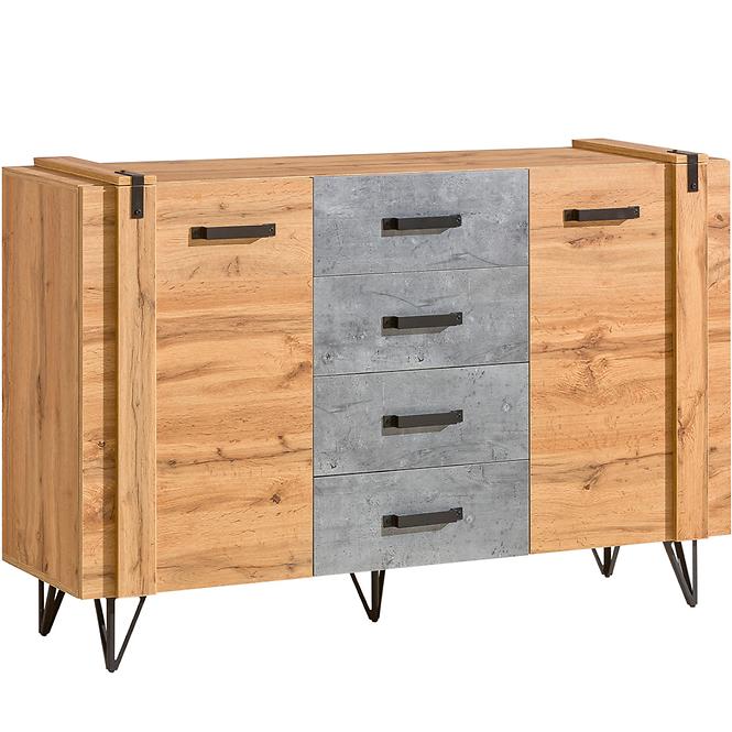 Kommode Lofter 135cm Eiche Wot/Beton Mill