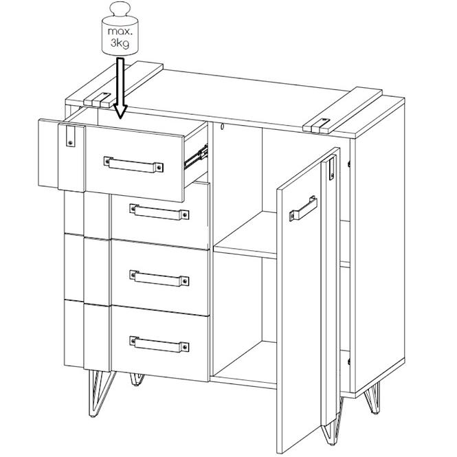 Kommode Lofter 90cm Eiche Wot/Beton Mill