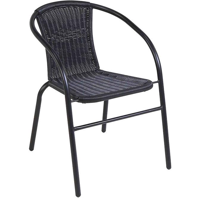 Gartenset, Tisch Betonimitation und 2 schwarze Stühle aus Technorattan