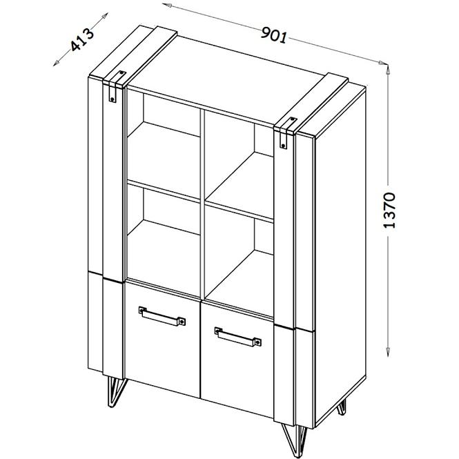 Regal Lofter 90cm Eiche Wot/Beton Mill