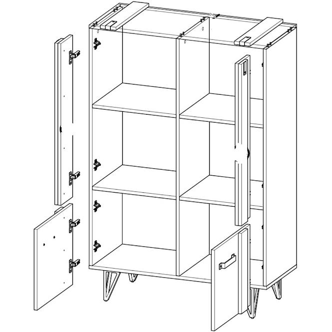 Regal Lofter 90cm Eiche Wot/Beton Mill