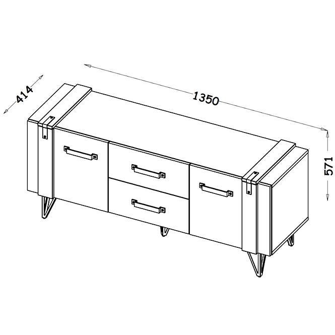 Tv Tisch Lofter 135cm Eiche Wotan/Beton Mill