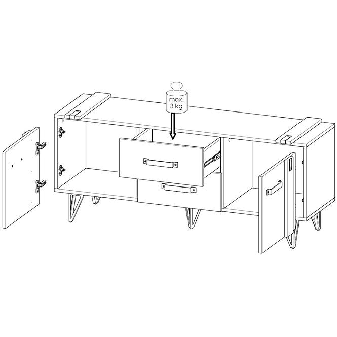 Tv Tisch Lofter 135cm Eiche Wotan/Beton Mill