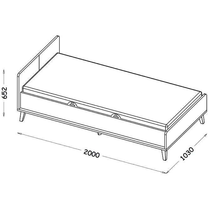 Bett Werso 100cm Eiche Riviera/Weiß Bryl/Antrac