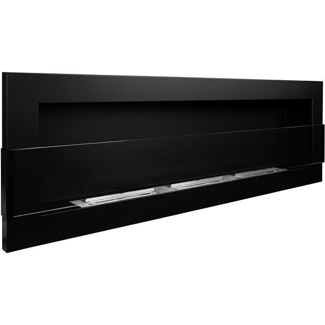 Bio Kamin 1200x400  Schwarz strukturell mit Glas
