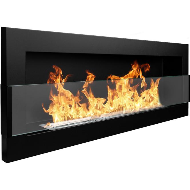 Bio Kamin 1200x400  Schwarz strukturell mit Glas
