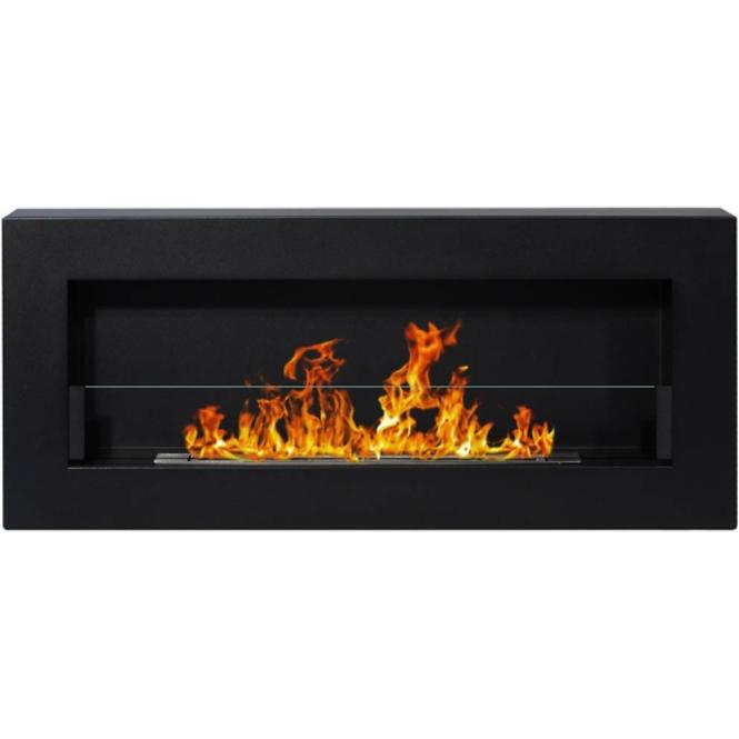 Bio Kamin 900x400 Box Schwarz strukturell mit Glas