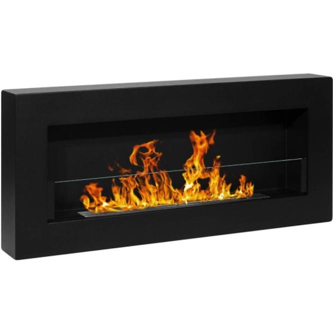 Bio Kamin 900x400 Box Schwarz strukturell mit Glas