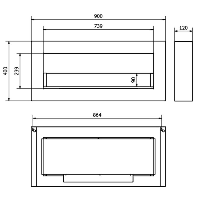 Bio Kamin 900x400 Box Schwarz strukturell mit Glas