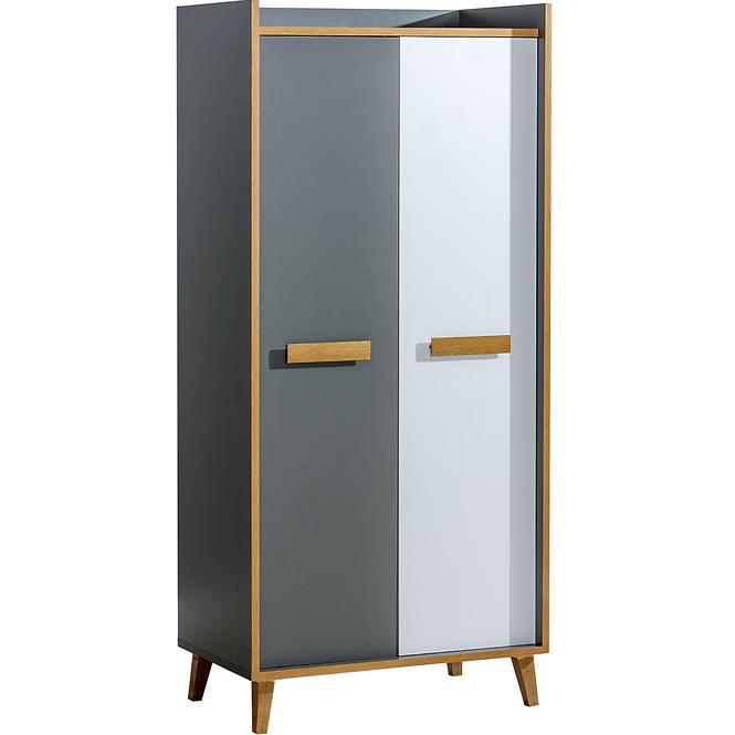 Schrank Werso 90cm Eiche Riviera/Wiess Bryl/Antrac