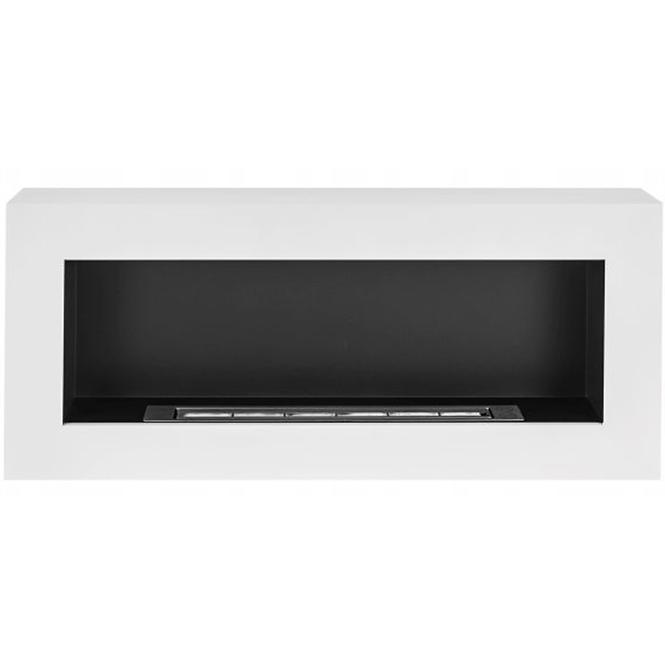 Bio Kamin 900x400 Box Weiß strukturell mit Glas