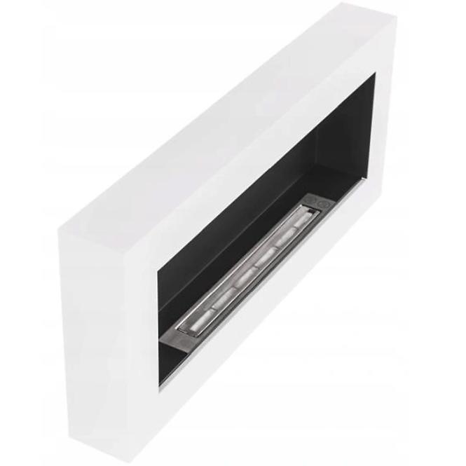 Bio Kamin 900x400 Box Weiß strukturell mit Glas