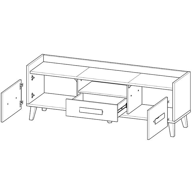 Tv Tisch Werso 160cm Eiche Riviera/Weiß Bryl/Antrac