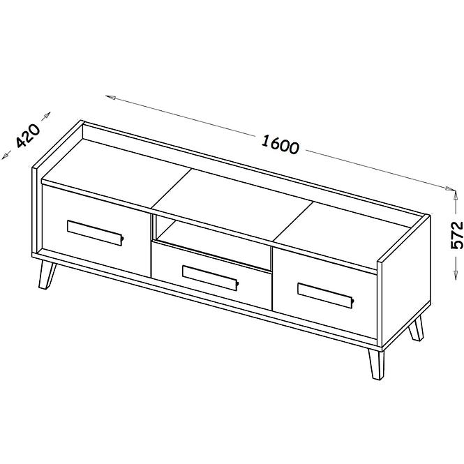 Tv Tisch Werso 160cm Eiche Riviera/Weiß Bryl/Antrac