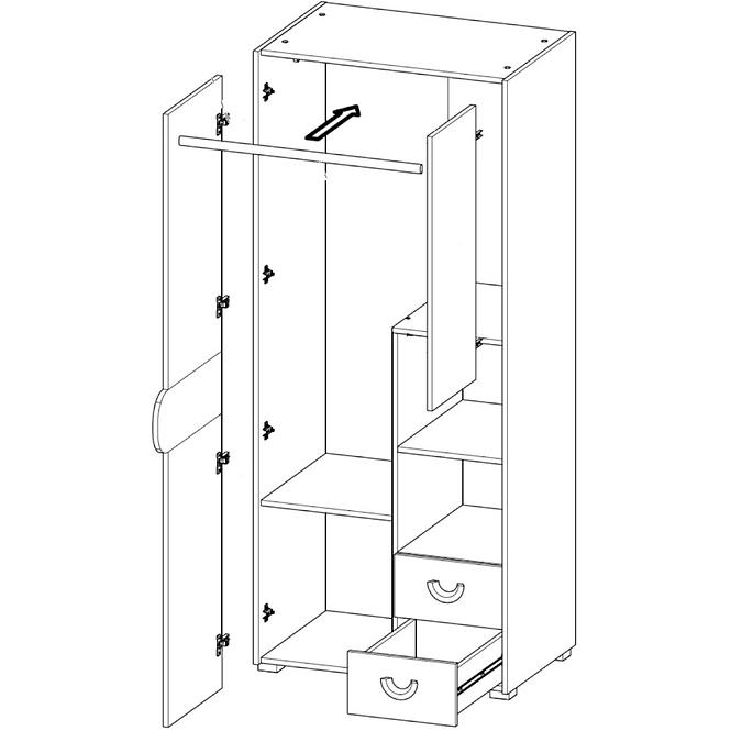 Schrank Futuro 80cm Grün/Weiß/Grafit