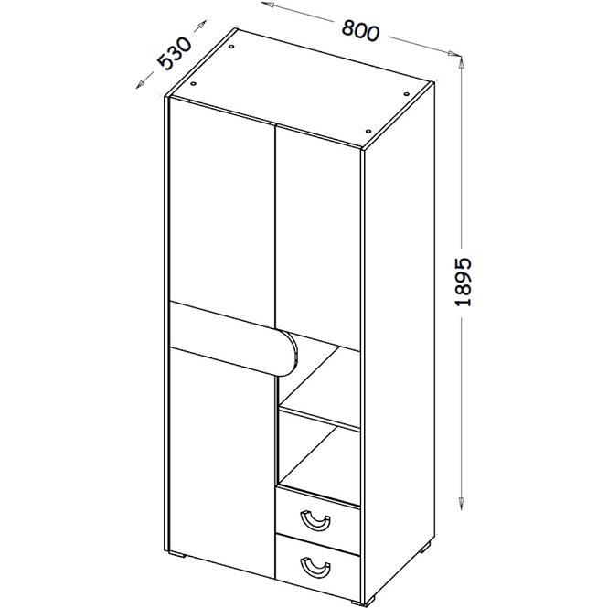 Schrank Futuro 80cm Grün/Weiß/Grafit