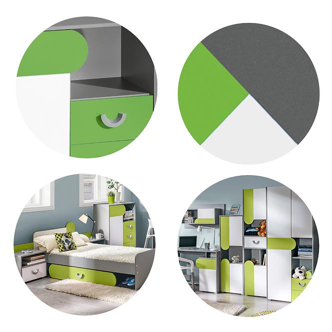 Schrank Futuro 80cm Grün/Weiß/Grafit