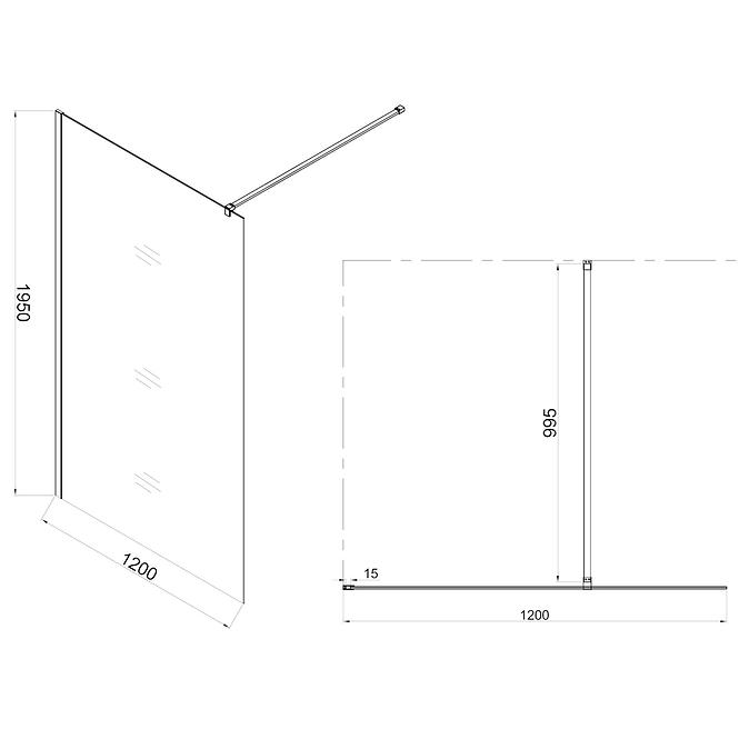WALK-IN Mist Duschwand 120 x 195 Druck,4