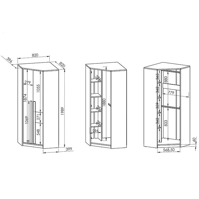 Schrank Drop 82cm Buche Fjord/Grau