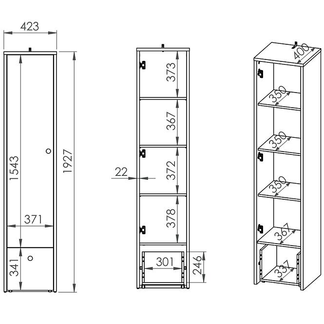 Schrank Elmo 43cm Weiß/Buche Fjord