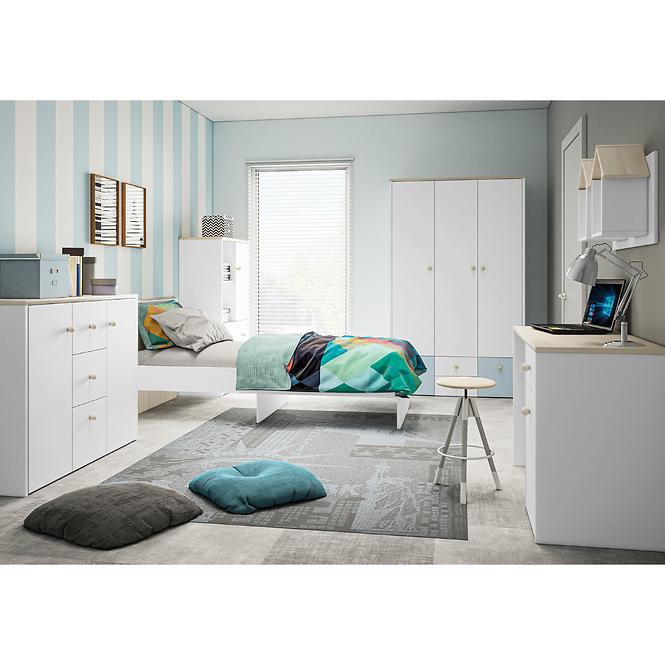 Bett Elmo 90cm Weiß/Buche Fjord
