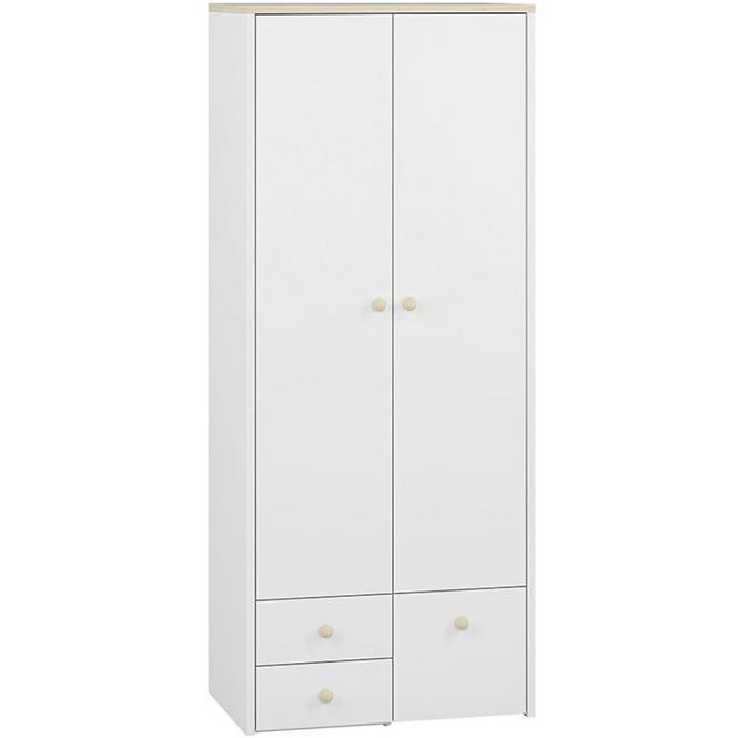 Schrank Elmo 80cm Weiß/Buche Fjord