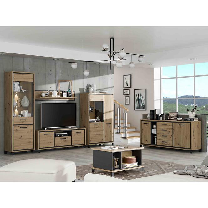 Tv Tisch Trondheim 158cm Eiche Artisan/Schwarz,4