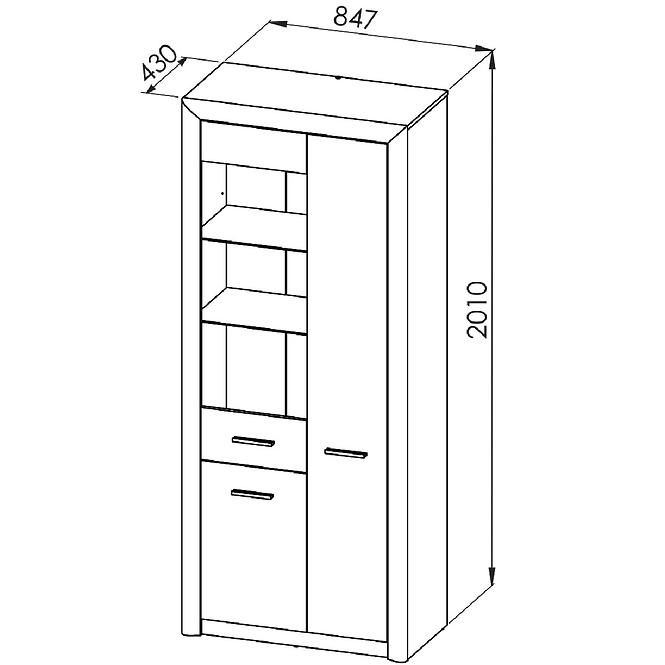 Vitrine Castel 85cm Eiche Sonoma/ Sonoma Trüffel