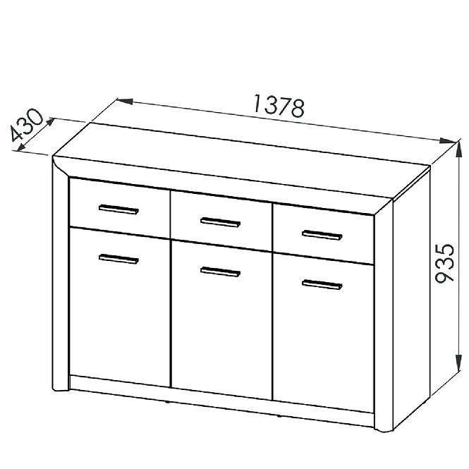 Kommode Castel 138cm Eiche Sonoma/ Sonoma Trüffel