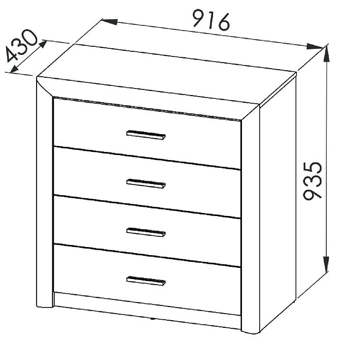 Kommode Castel 92cm Eiche Sonoma/ Sonoma Trüffel