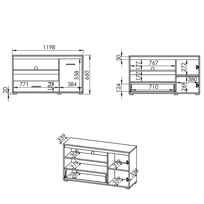 Tv Tisch Avo 120cm Eiche Sonoma,2
