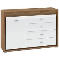 Kommode Dallas 138cm Walnuss / Weiß Glänzend/ Walnuss