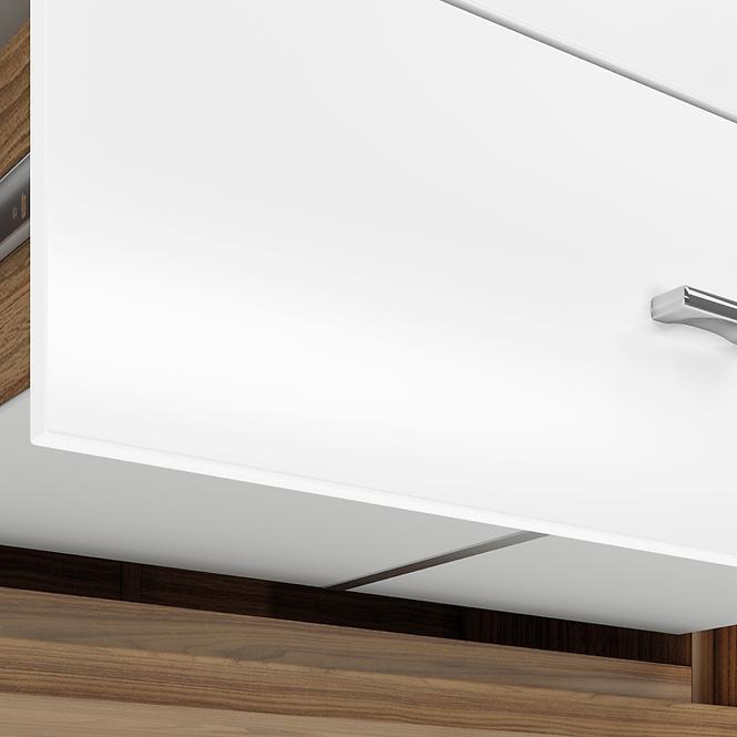 Kommode Dallas 138cm Walnuss / Weiß Glänzend/ Walnuss