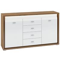 Kommode Dallas 165cm Walnuss / Weiß Glänzend/ Weiß