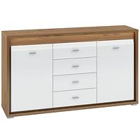 Kommode Dallas 165cm Walnuss / Weiß Glänzend/ Walnuss