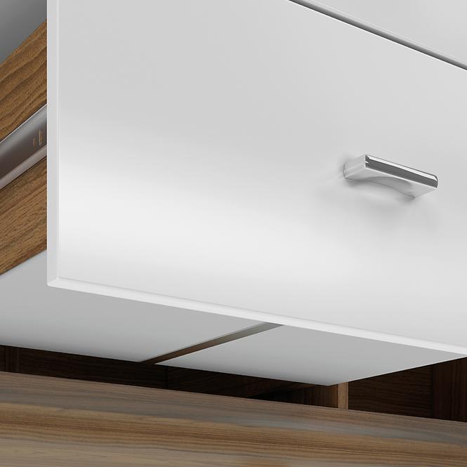 Kommode Dallas 165cm Walnuss / Weiß Glänzend/ Walnuss