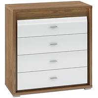 Kommode Dallas 92cm Walnuss / Weiß Glänzend/ Walnuss