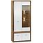 Vitrine Dallas 92cm Walnuss / Weiß Glänzend/ Walnuss