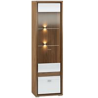 Vitrine Dallas 60cm Walnuss / Weiß Glänzend/ Weiß