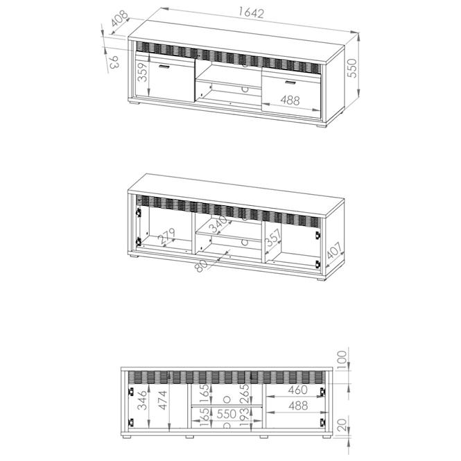 Tv Tisch Dallas 165cm Walnuss / Weiß Glänzend/ Walnuss