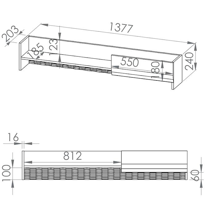 Regal Dallas 138cm Walnuss / Weiß Glänzend/ Walnuss,2