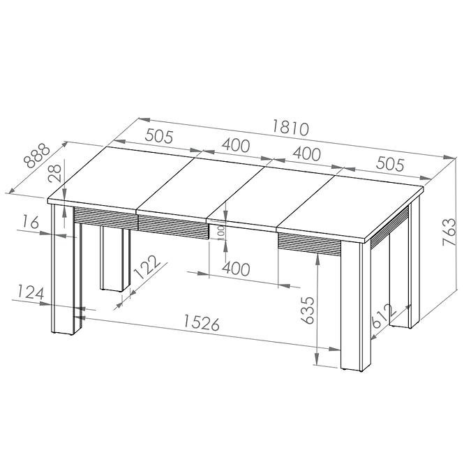 Tisch Dallas 101x89+80 Walnuss / Weiß Glänzend/ Walnuss