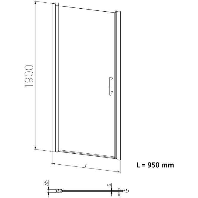 Duschtür Samos 95x190 klares Glas-Chrom